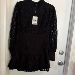 Bardot Black Lace Mini Dress